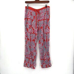 JOSIE NATORI Pajama Lounge Pants Rayon Stretch Jersey Multi Print S Tie Waist